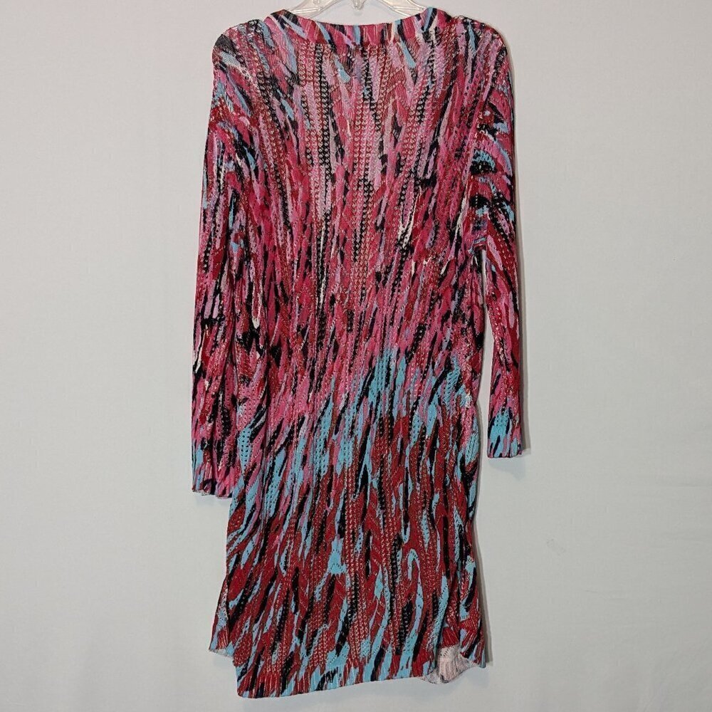ALBERTO MAKALI Pink/Aqua Lightweight Stretchy Cardigan; Size L - Picture 4 of 5